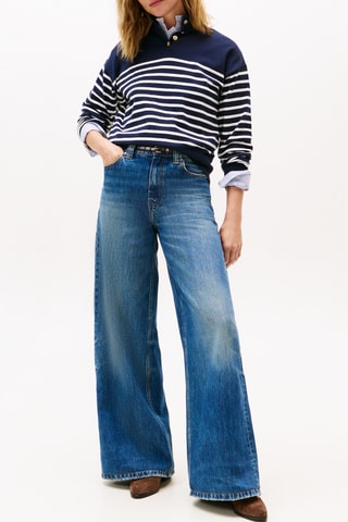 Pull en coton biologique - Bleu marine et blanc