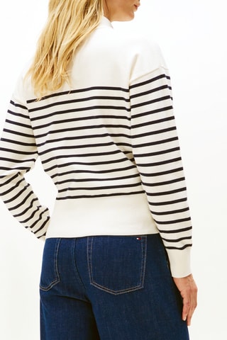 Pull en coton biologique - Blanc et bleu marine