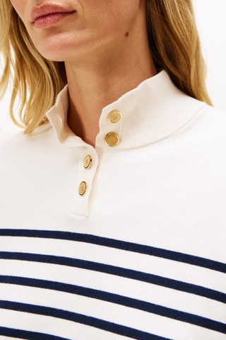 Pull en coton biologique - Blanc et bleu marine