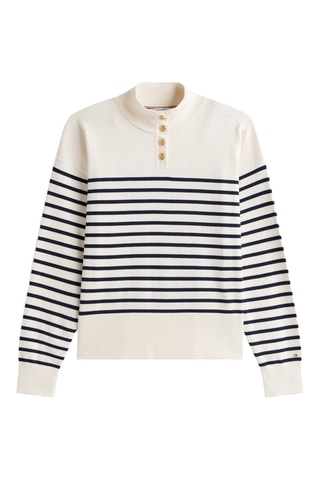 Pull en coton biologique - Blanc et bleu marine