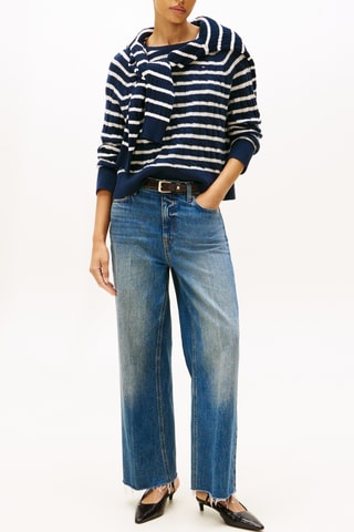Pull relaxed en laine - Bleu marine