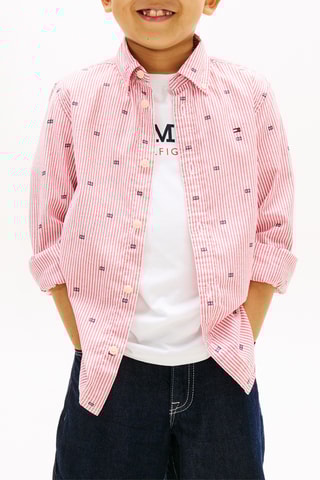 Chemise regular en coton biologique - Rouge et blanc