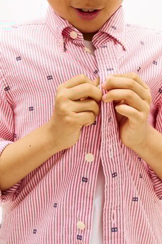 Chemise regular en coton biologique - Rouge et blanc