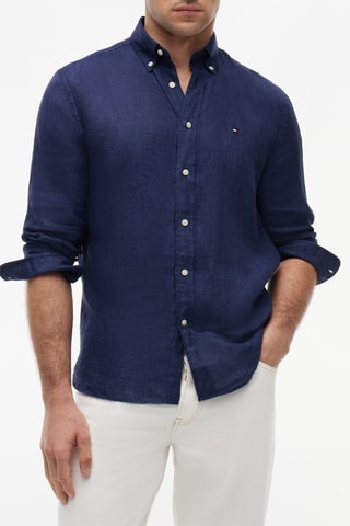 Chemise regular en lin - Bleu marine