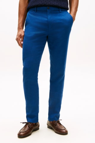Chino straight en lin - Bleu