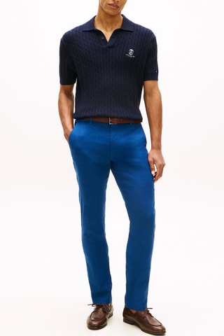 Chino straight en lin - Bleu