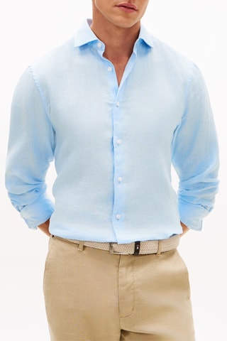 Chemise slim en lin - Ciel