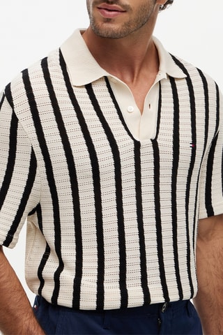 Polo relaxed - Noir et écru