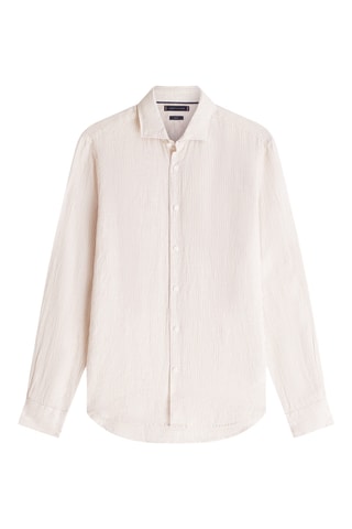 Chemise slim en lin - Beige et écru