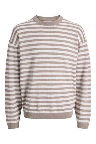 Pull relaxed en coton biologique - Beige et blanc