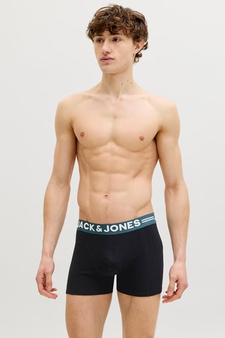 3 boxers en coton biologique - Noir et bleu