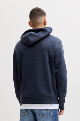 Sweat regular en coton biologique à capuche - Bleu marine