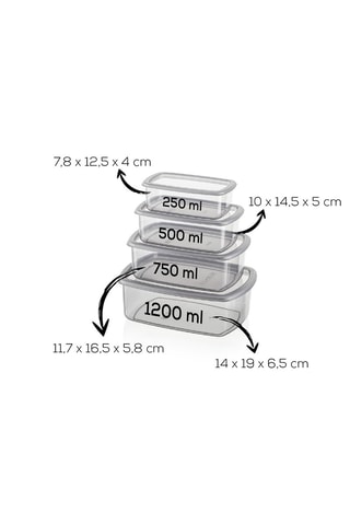 16 boîtes de conservation - 250 / 500 /750 / 1200 ml