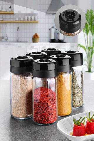 6 pots à épices en verre 24,5 cl