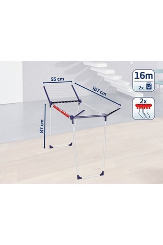Etendoir à linge sur pieds Pegasus 160 Solid Slim en acier inoxydable - 16 m d'étendage