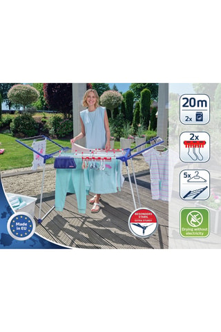 Etendoir à linge sur pieds Pegasus 200 en acier inoxydable - 20 m d'étendage