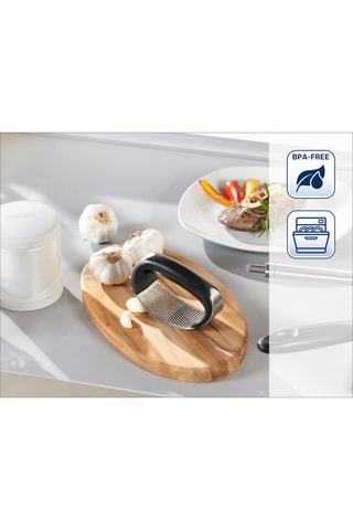 Presse-ail en acier inoxydable et plastique sans BPA - 10,8 x 5 x 6,8 cm