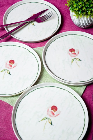 6 assiettes plates en porcelaine - 21 cm
