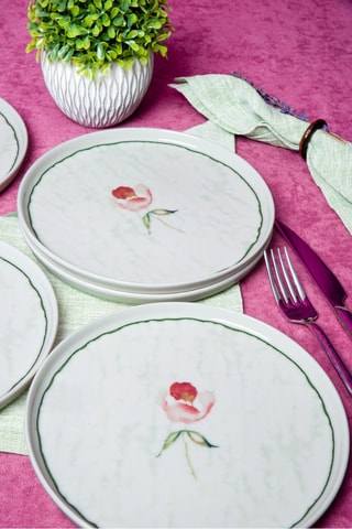 6 assiettes plates en porcelaine - 21 cm