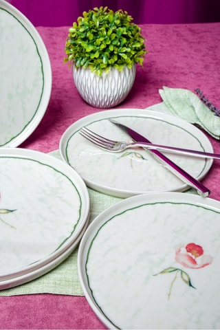 6 assiettes plates en porcelaine - 21 cm