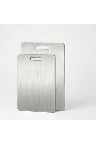2 planches à découper en acier inoxydable