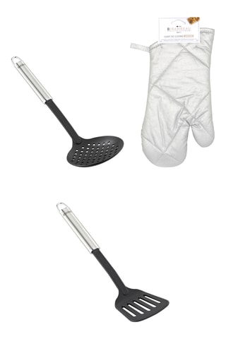 Ecumoire, Spatule ajourée et 3 gants aluminisés