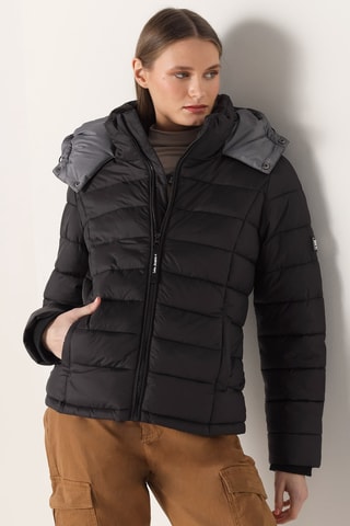 Piumino con cappuccio - Nero