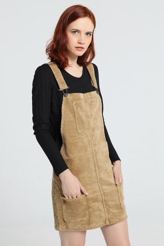 Abito salopette in velluto - Beige