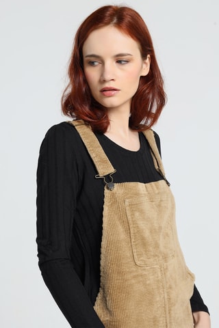 Abito salopette in velluto - Beige