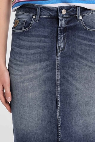 Gonna taglio dritto in jeans - Blu