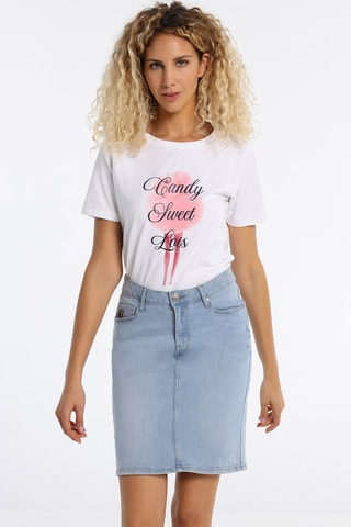 Gonna taglio dritto in jeans - Blu