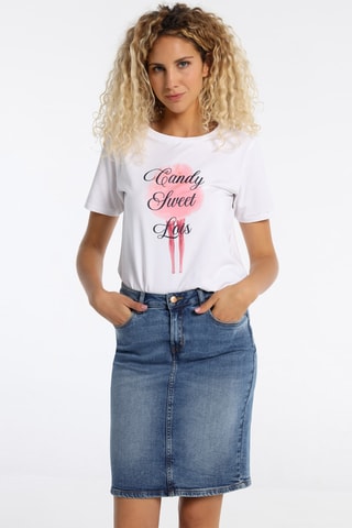 Gonna taglio dritto in jeans - Blu