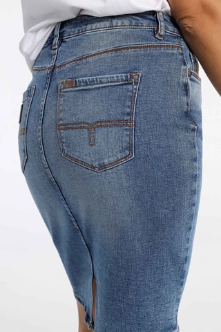 Gonna taglio dritto in jeans - Blu