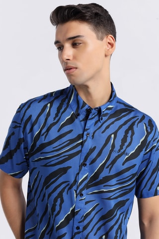 Camisa - Azul e preto