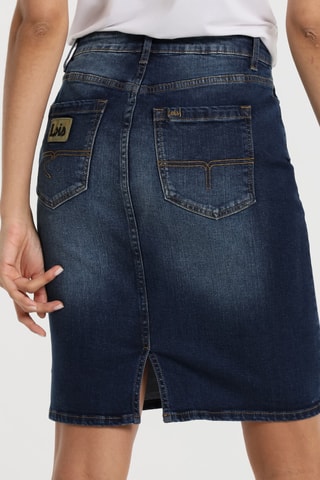 Gonna taglio dritto in jeans - Blu