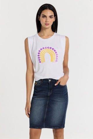 Gonna taglio dritto in jeans - Blu