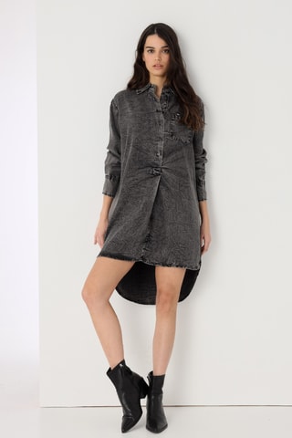 Abito a camicia in jeans - Grigio scuro