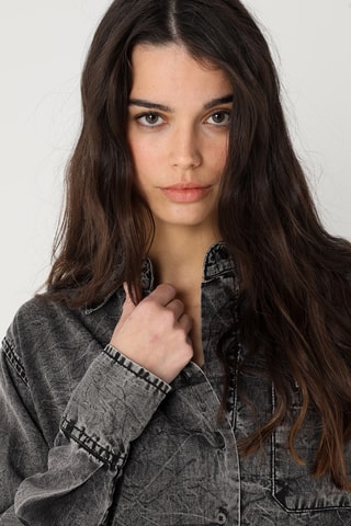 Abito a camicia in jeans - Grigio scuro