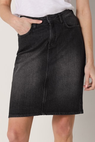 Gonna taglio dritto in jeans - Nero