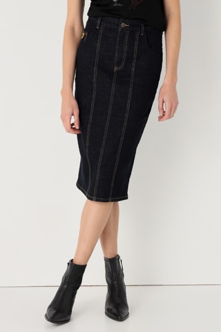 Gonna taglio dritto in jeans - Blu