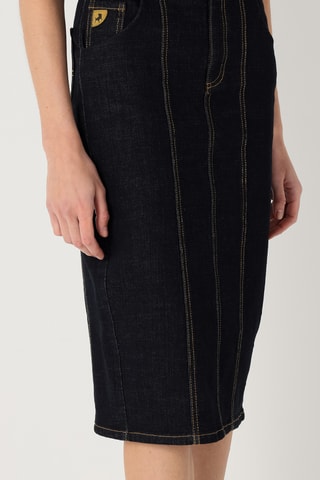 Gonna taglio dritto in jeans - Blu