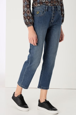 Jeans 7/8 a vita alta - Blu