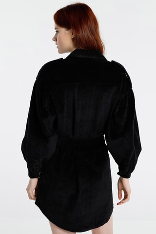 Abito a camicia in velluto - Nero