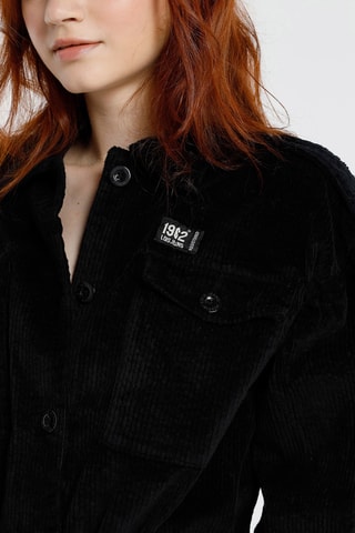 Abito a camicia in velluto - Nero