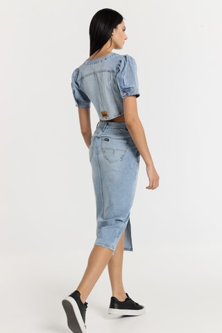 Gonna taglio dritto in jeans - Blu