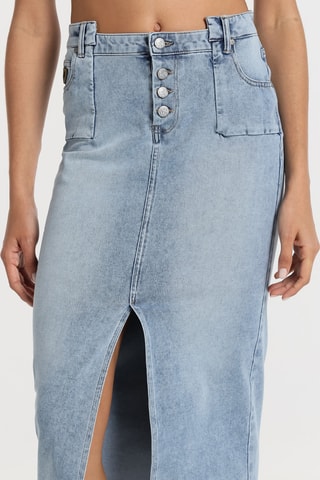 Gonna taglio dritto in jeans - Blu