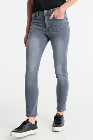 Jeans 7/8 a vita alta - Grigio