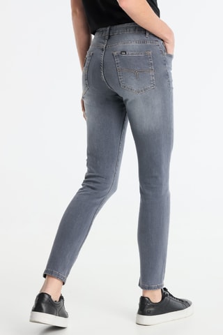 Jeans 7/8 a vita alta - Grigio