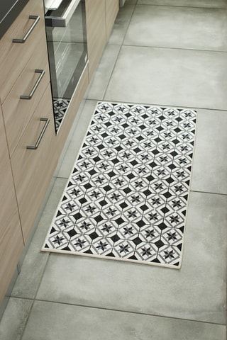 Tapis Azulejo 754 - Blanc et noir