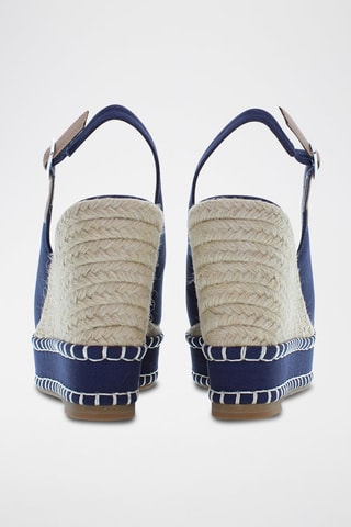 Sandalias de piel de cuña Aylin - Beige y azul